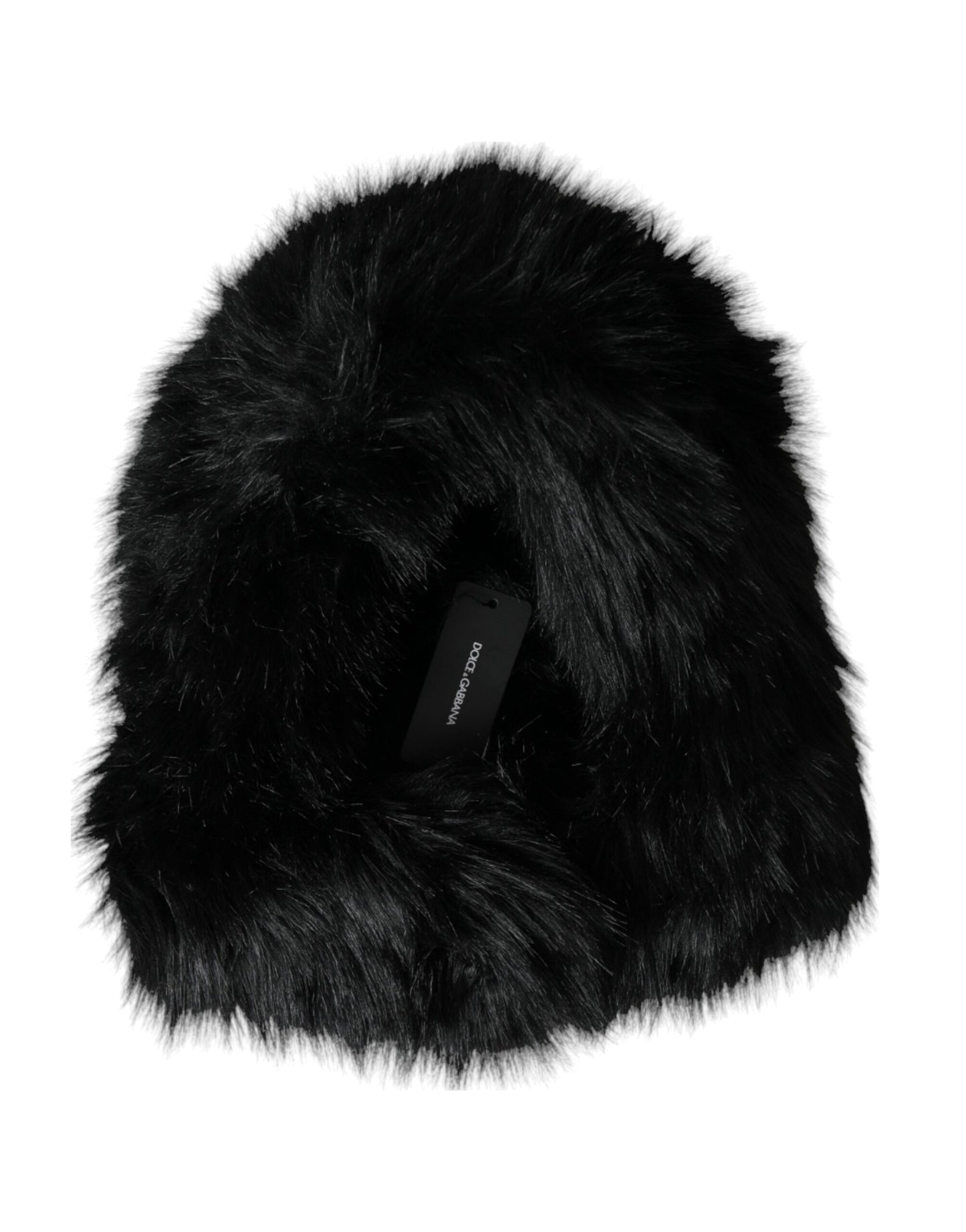 Chapeau enveloppant en fausse fourrure noire