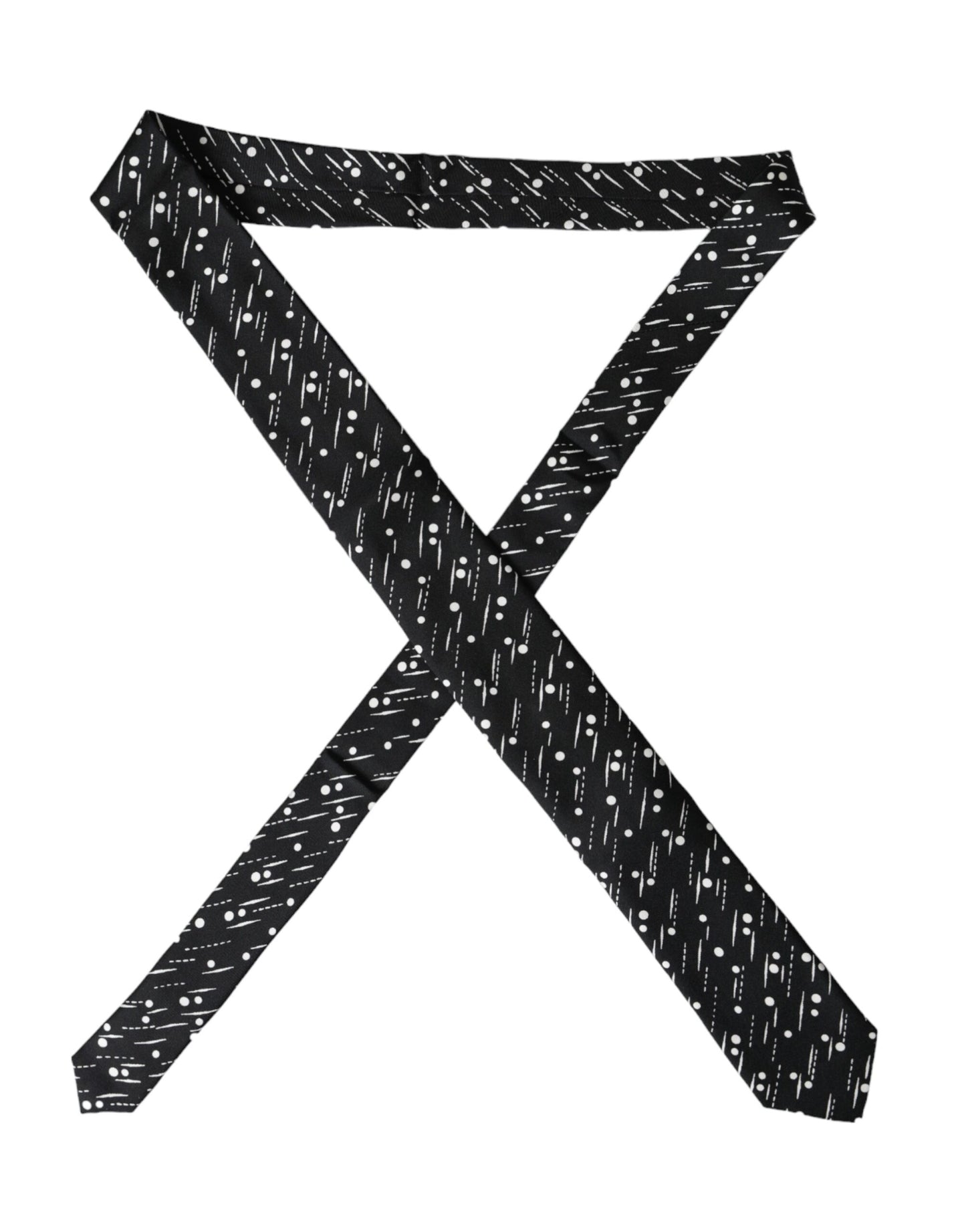 Cravate ajustable 100 % soie à pois noirs