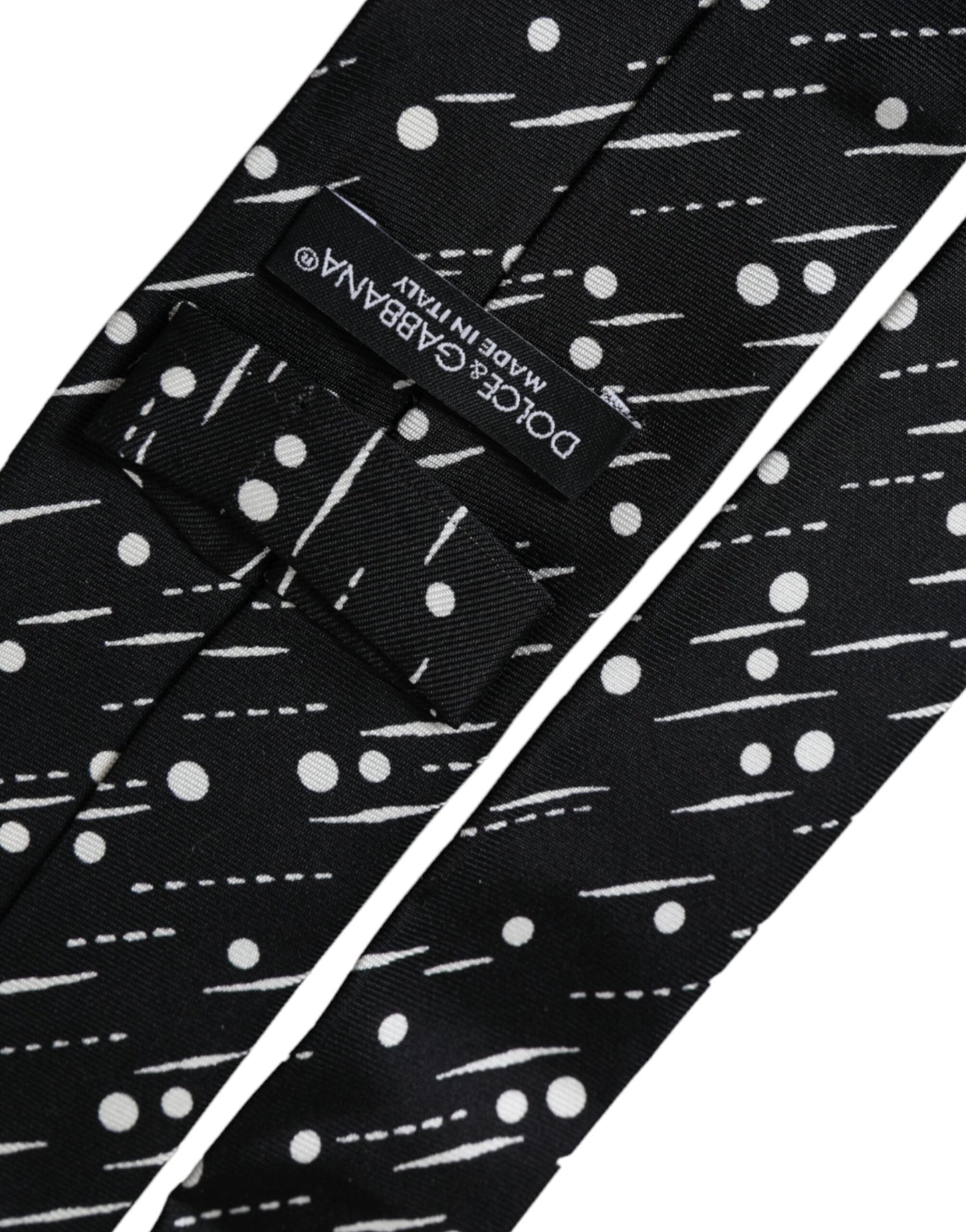 Cravate ajustable 100 % soie à pois noirs