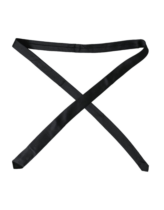 Cravate ajustable noire unie 100 % soie