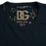 T-shirt à manches courtes et col rond en coton bleu foncé
