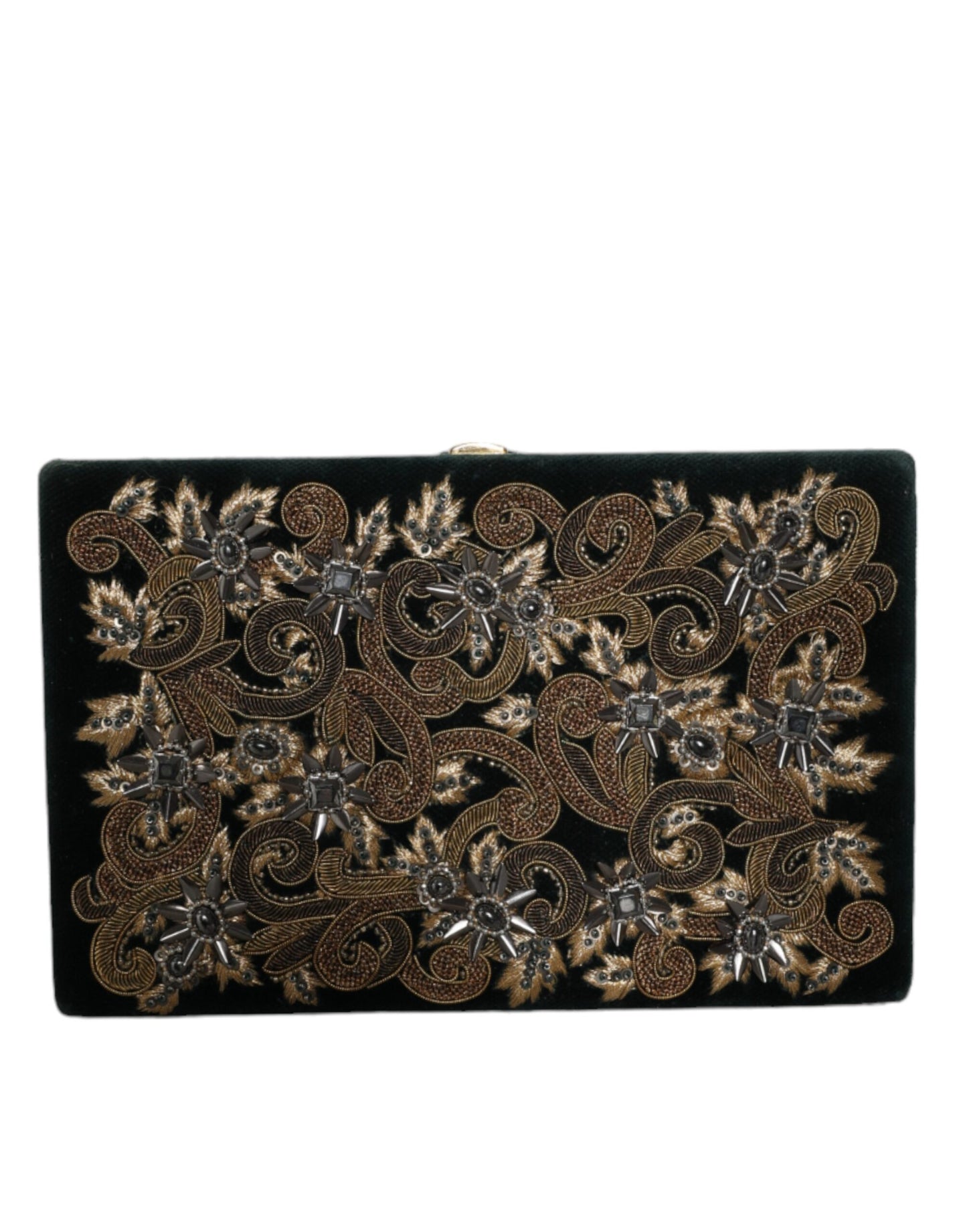 Pochette de soirée en velours noir avec cadre doré
