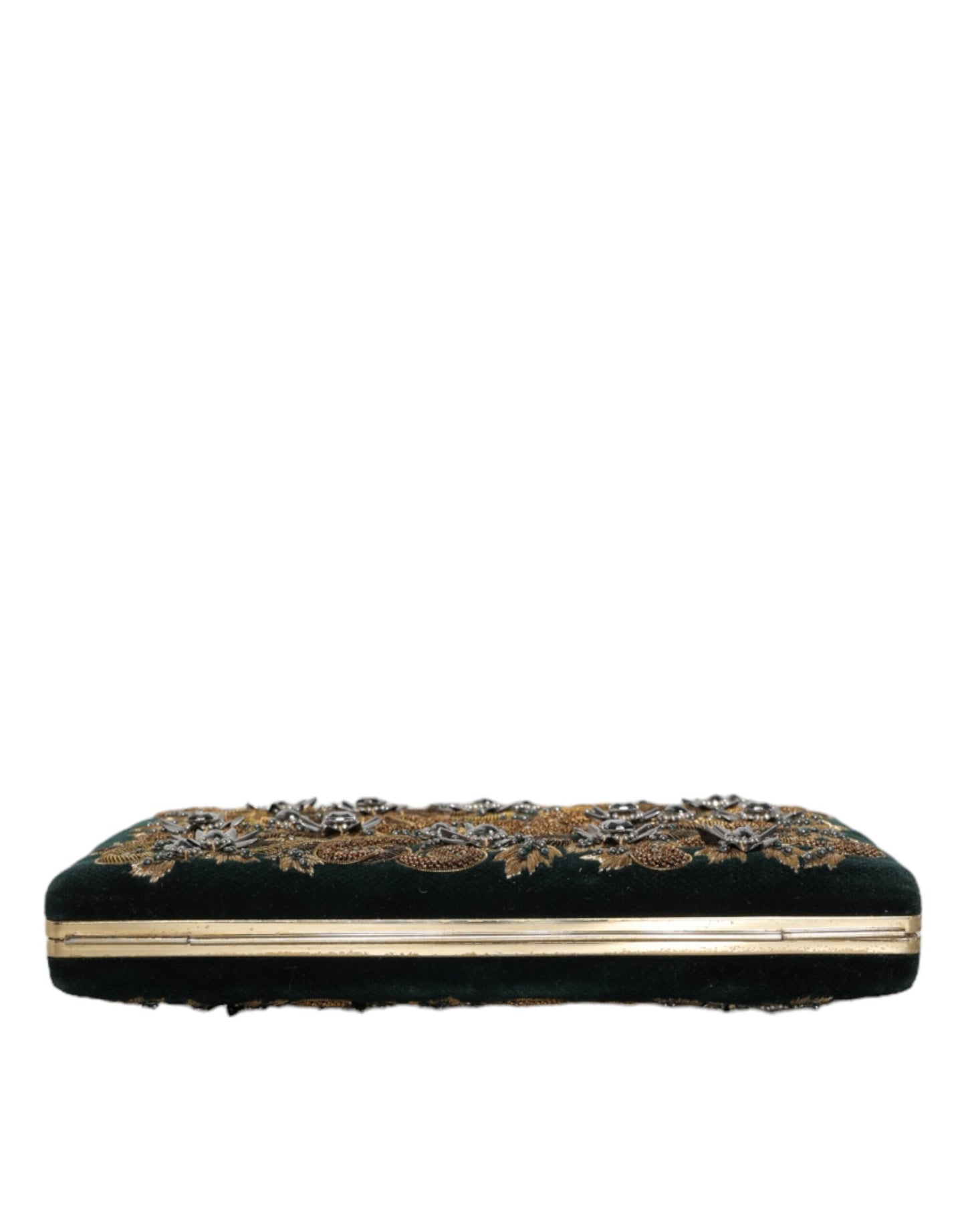 Pochette de soirée en velours noir avec cadre doré
