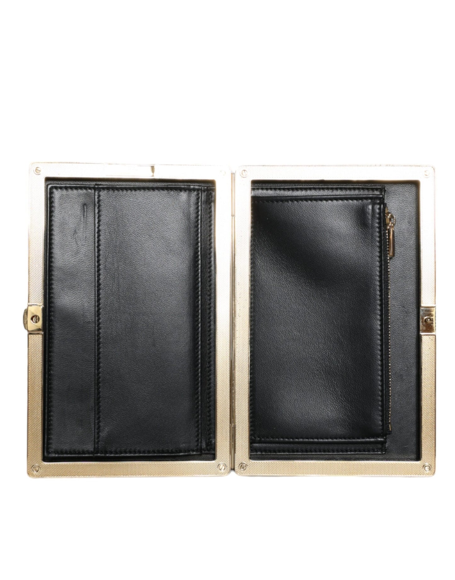 Pochette de soirée en velours noir avec cadre doré