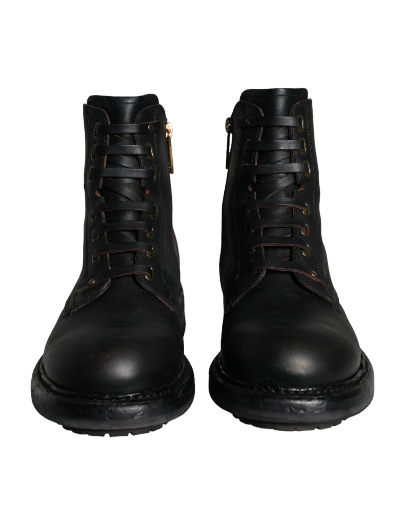 Bottes mi-mollet noires à lacets pour hommes