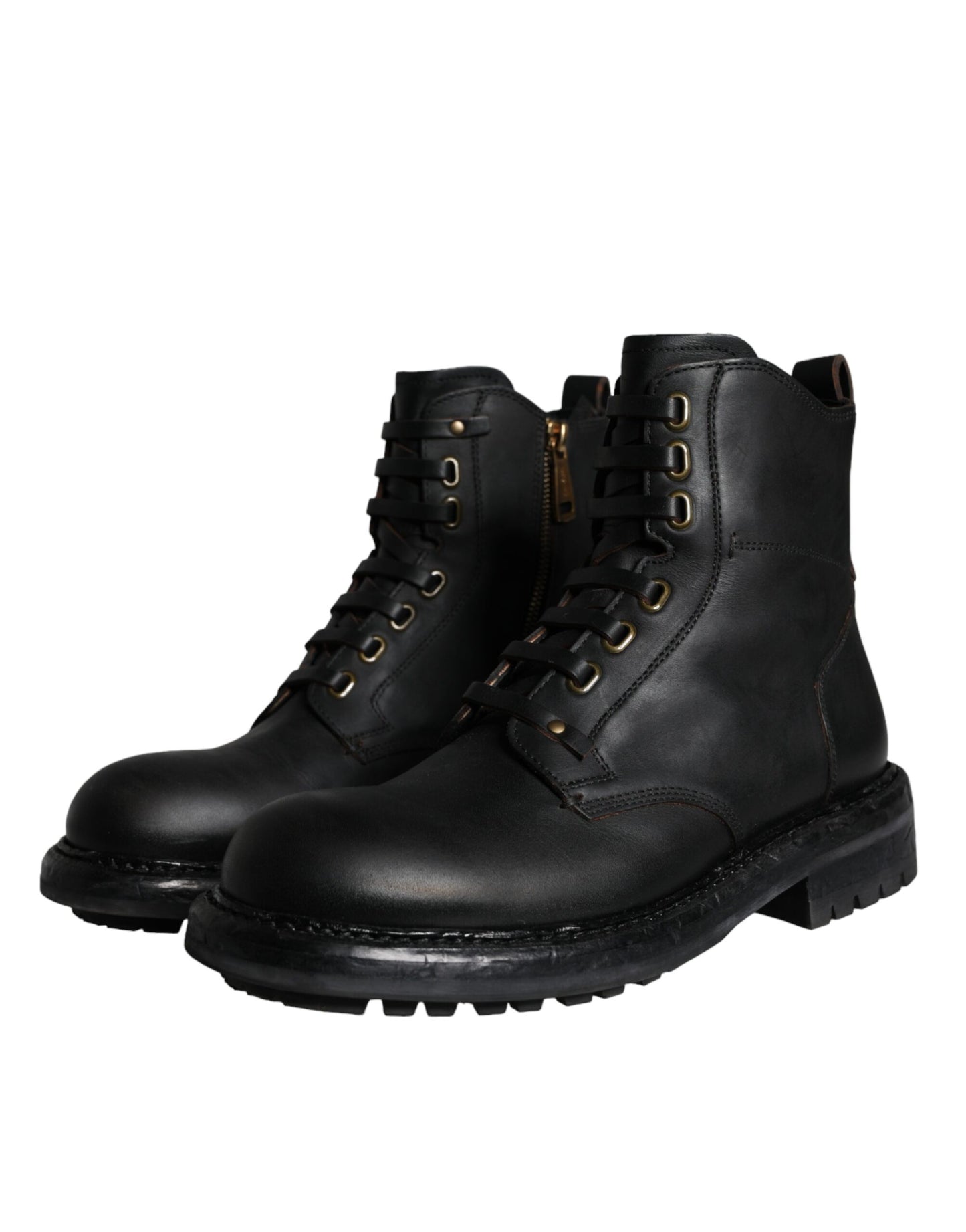 Bottes mi-mollet noires à lacets pour hommes