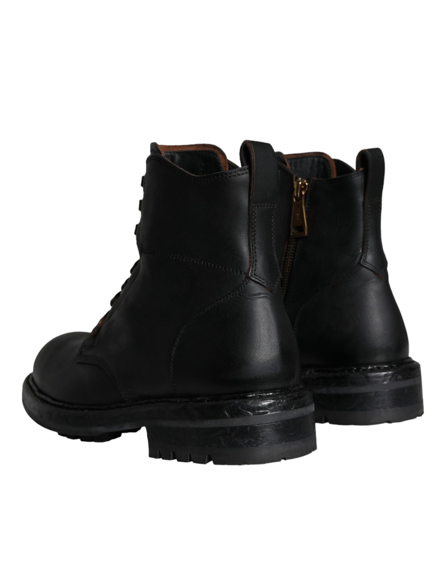 Bottes mi-mollet noires à lacets pour hommes