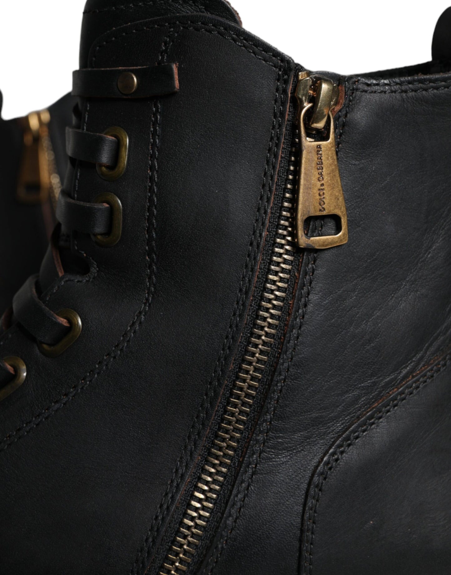 Bottes mi-mollet noires à lacets pour hommes