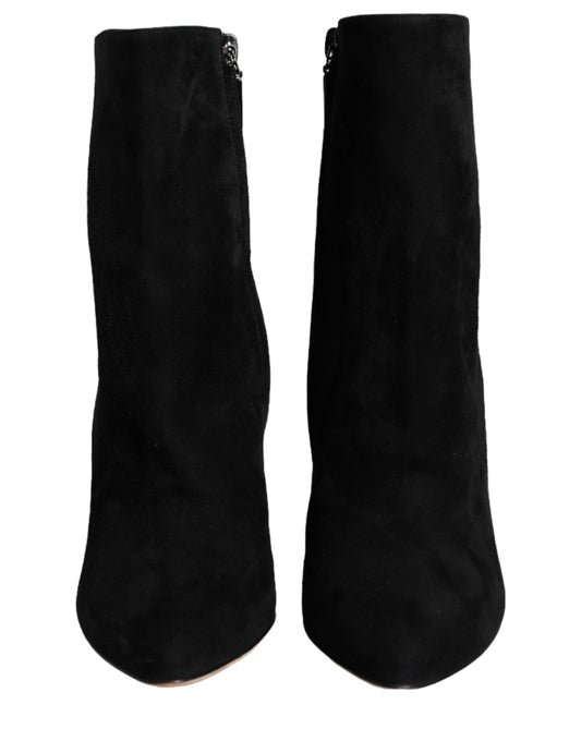 Bottes mi-mollet en daim noir