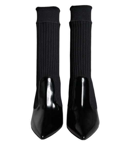 Bottines, chaussettes et talons aiguilles extensibles noirs