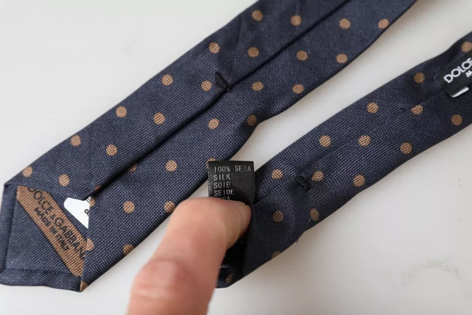 Cravate ajustable en soie fantaisie à pois noirs pour homme