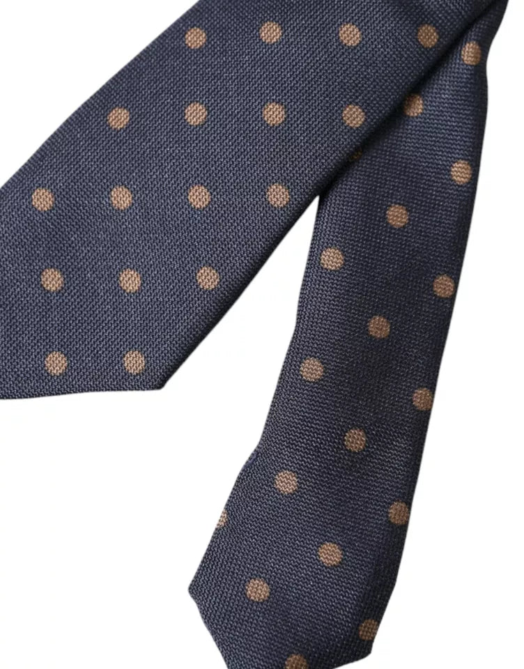 Cravate ajustable en soie fantaisie à pois noirs pour homme