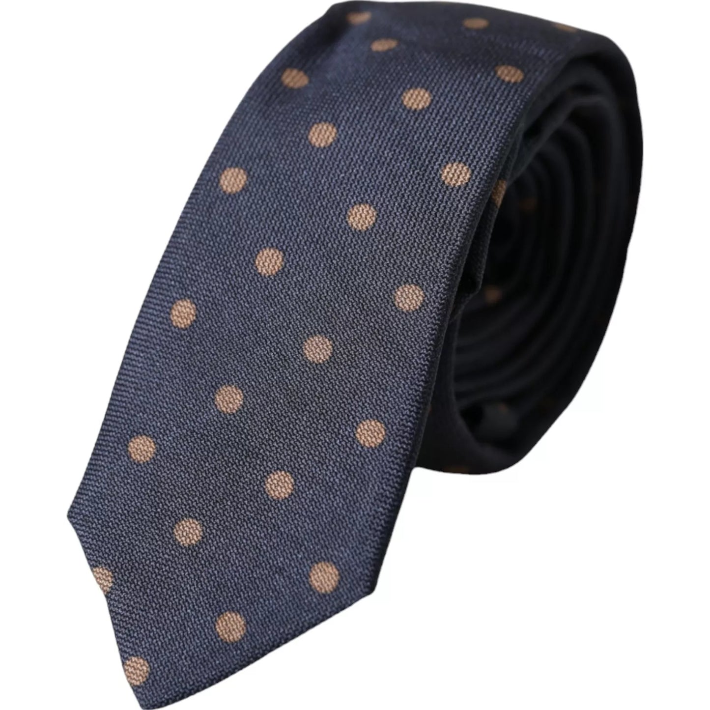 Cravate ajustable en soie fantaisie à pois noirs pour homme