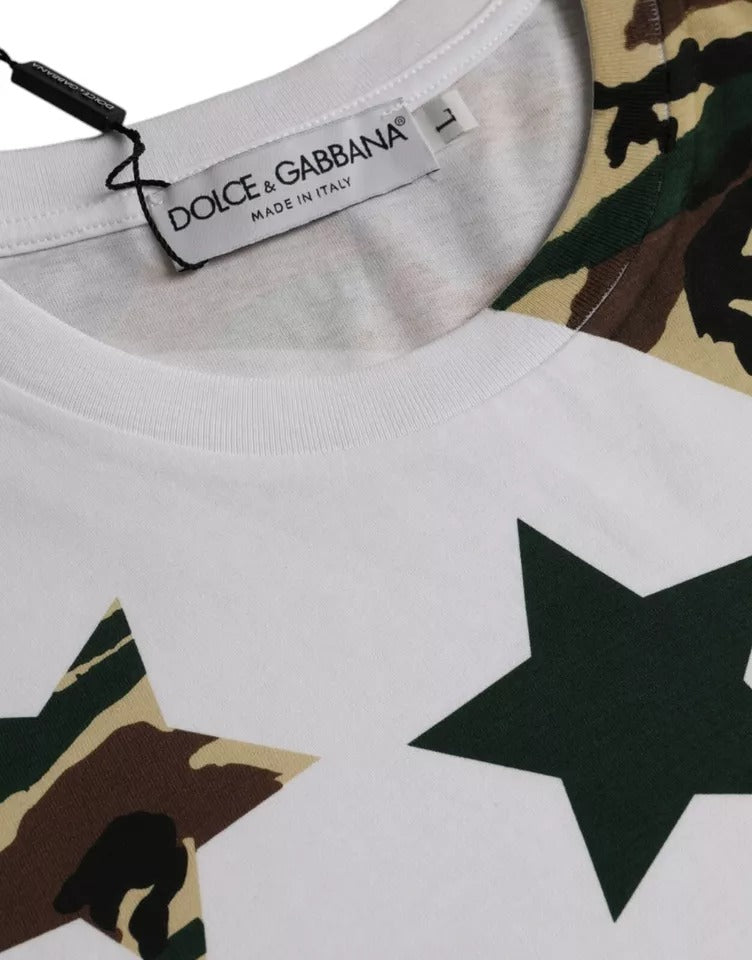 T-shirt ras du cou camouflage blanc étoiles pour homme