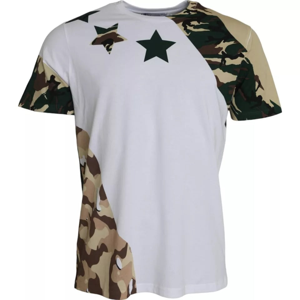 T-shirt ras du cou camouflage blanc étoiles pour homme