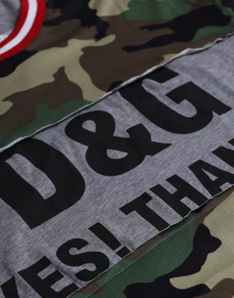 T-shirt col rond camouflage multicolore en coton pour homme