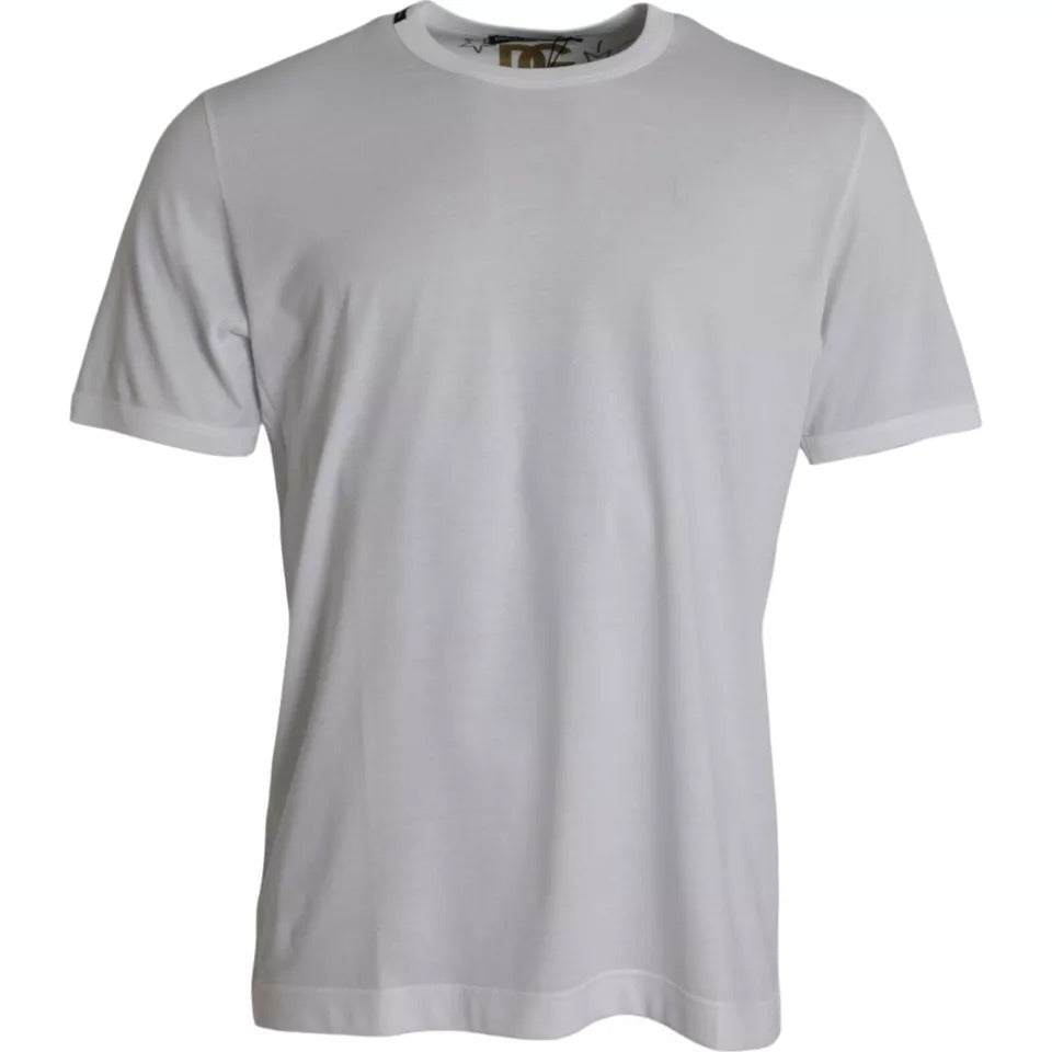 T-shirt blanc en coton à col rond et manches courtes