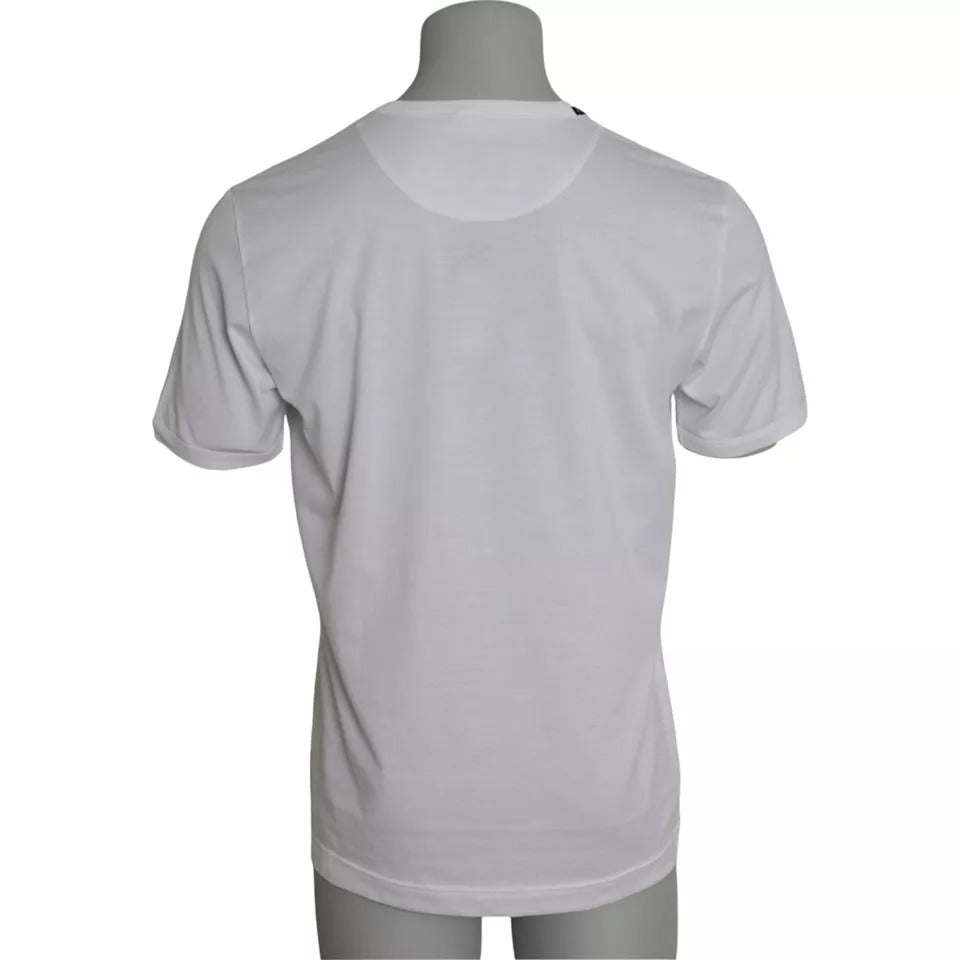 T-shirt blanc en coton à col rond et manches courtes