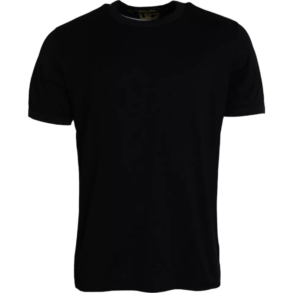 T-shirt homme noir en coton à col rond et manches courtes
