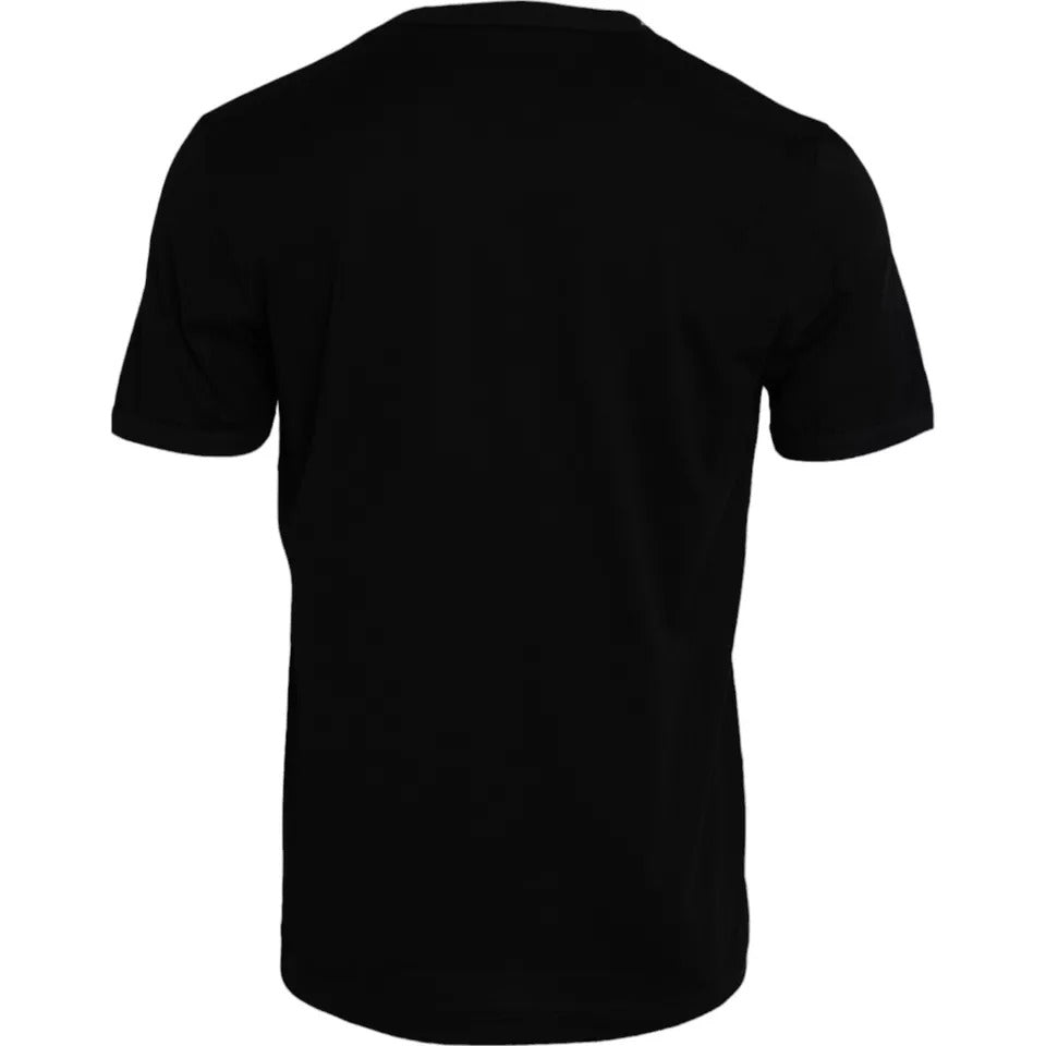 T-shirt homme noir en coton à col rond et manches courtes