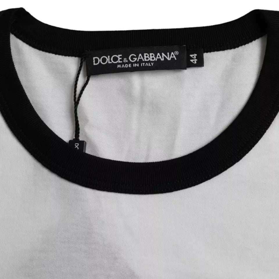 T-shirt à manches courtes en coton imprimé jazz noir et blanc
