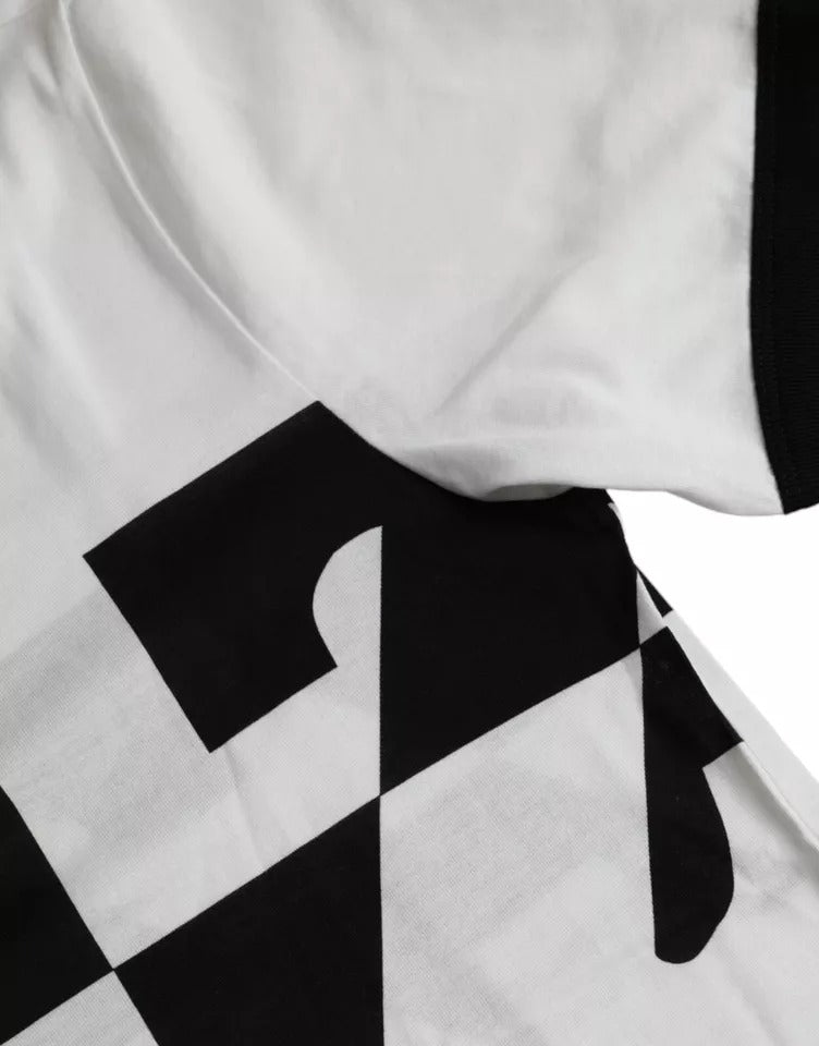 T-shirt à manches courtes en coton imprimé jazz noir et blanc