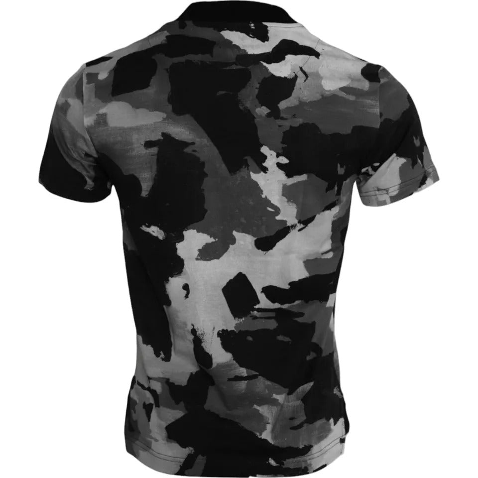 T-shirt ras du cou en coton camouflage multicolore