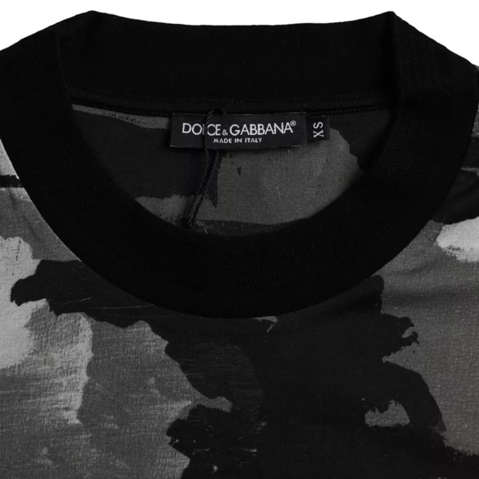 T-shirt ras du cou en coton camouflage multicolore