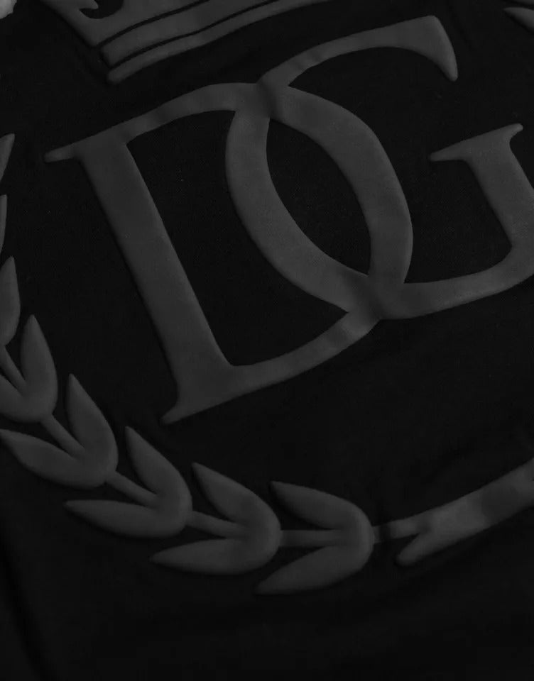 T-shirt ras du cou en coton noir avec logo en relief