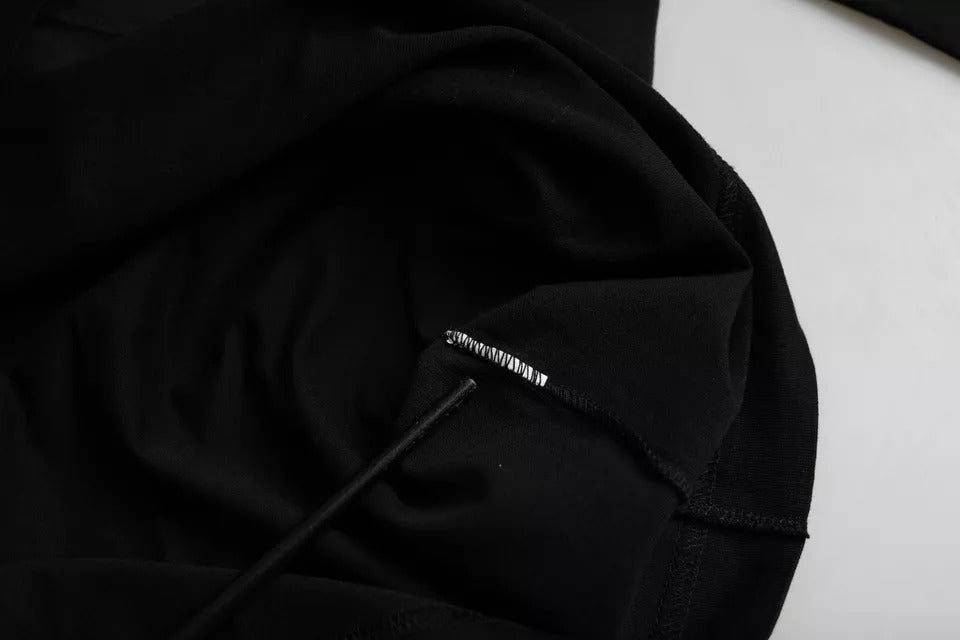 T-shirt ras du cou en coton noir avec logo en relief