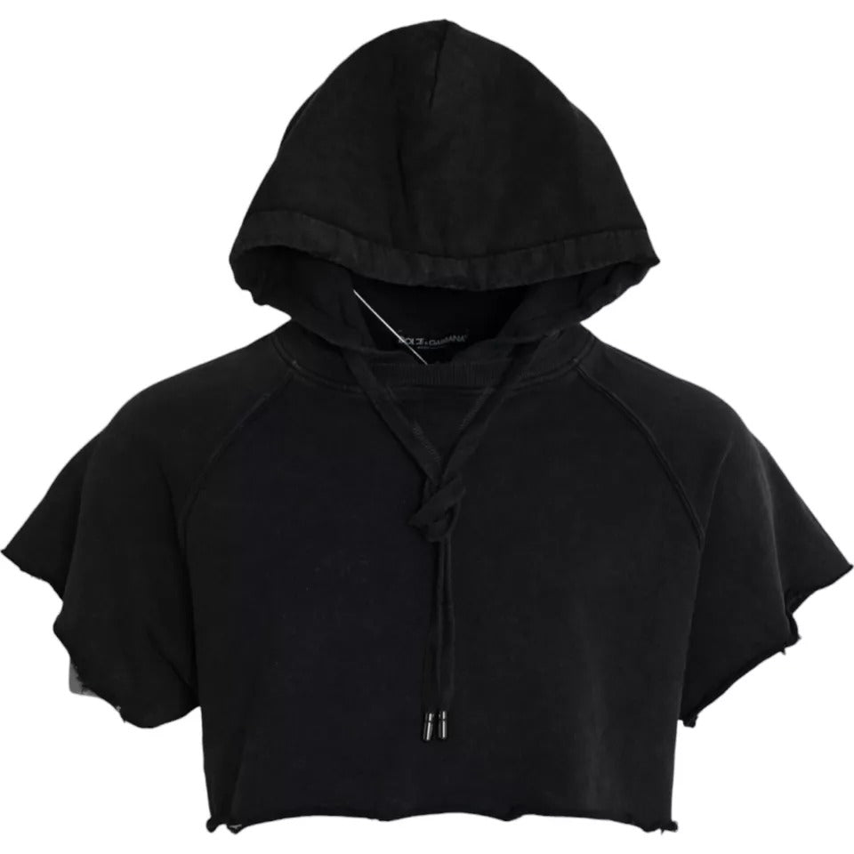 T-shirt court à capuche et manches courtes en coton noir