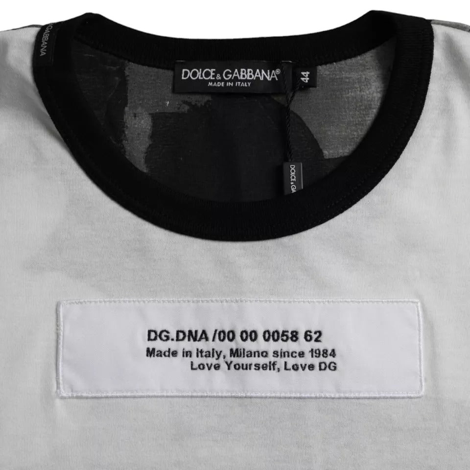 T-shirt col rond camouflage noir et blanc