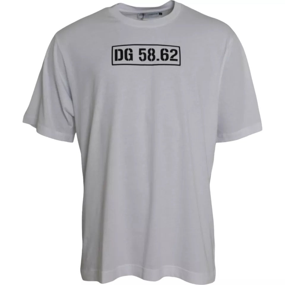 T-shirt blanc à manches courtes et col rond avec logo