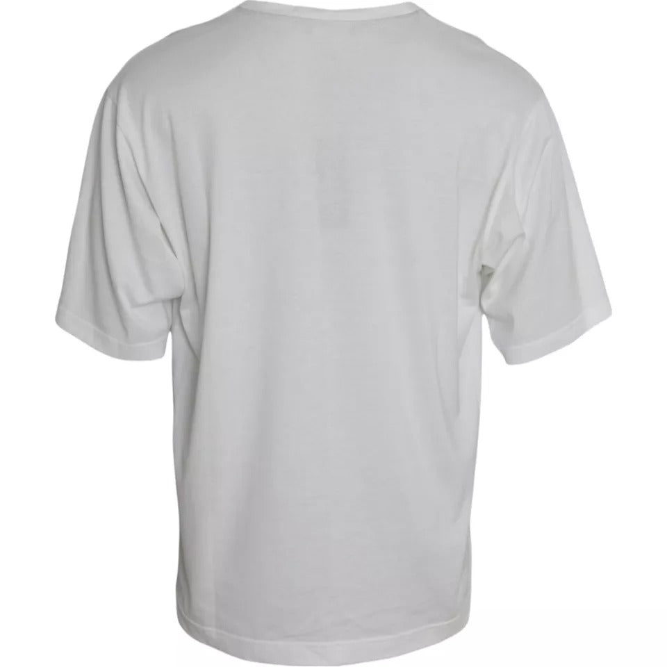T-shirt blanc à manches courtes et col rond avec logo