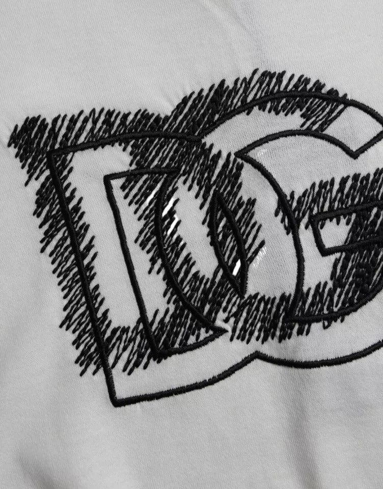 T-shirt blanc à manches courtes et col rond avec logo
