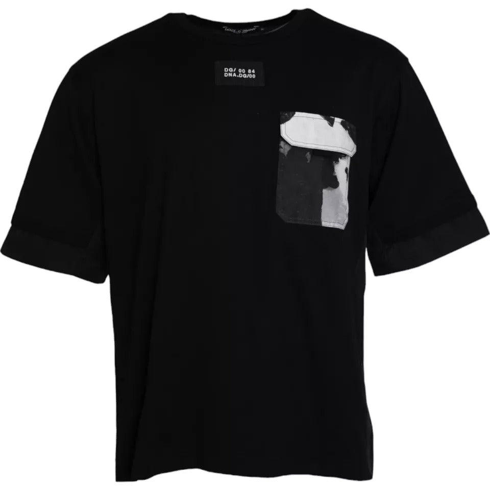 T-shirt homme à manches courtes et poche en coton noir