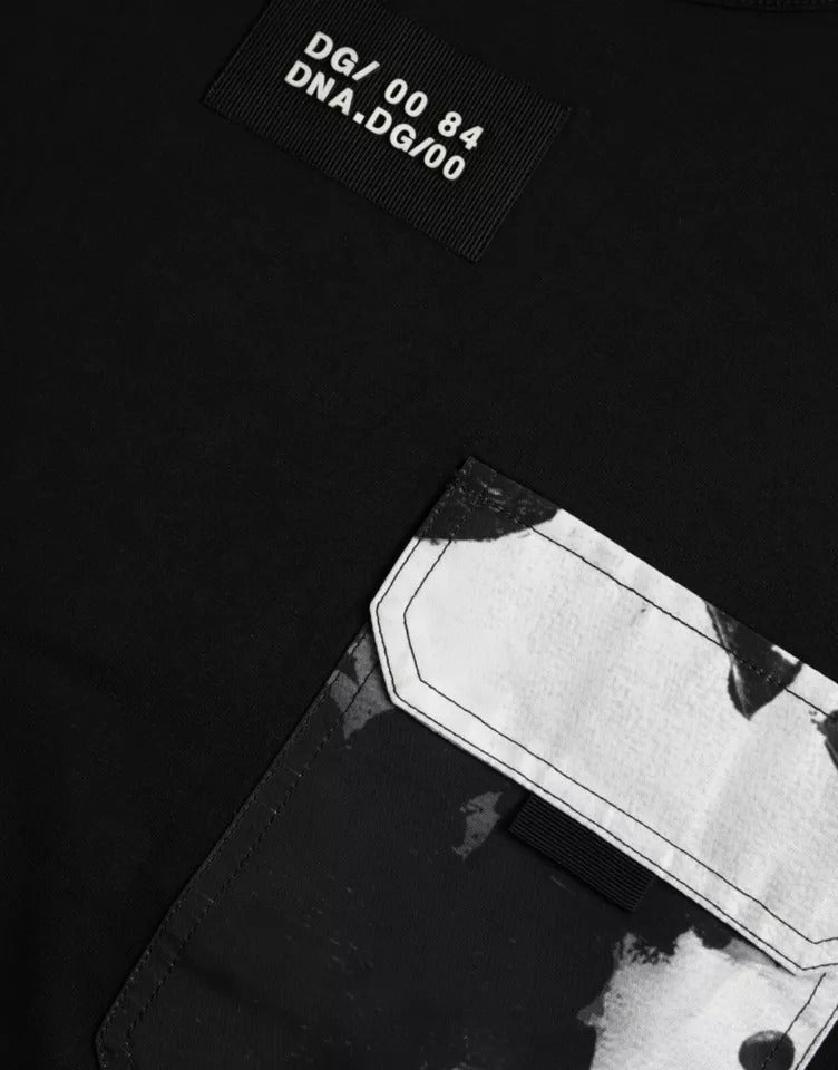T-shirt homme à manches courtes et poche en coton noir