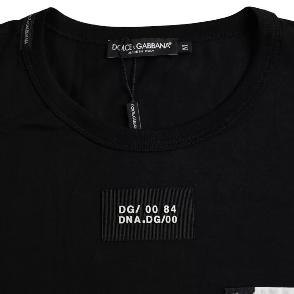 T-shirt homme à manches courtes et poche en coton noir