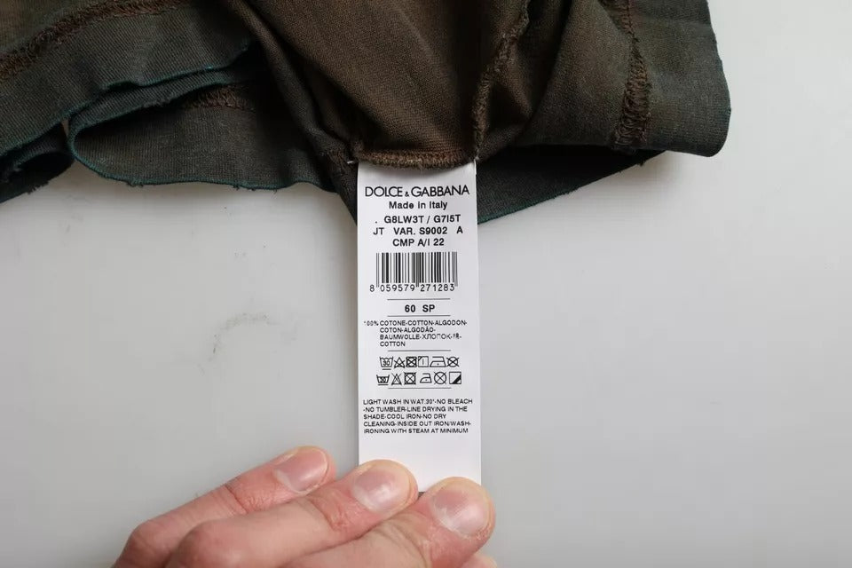 T-shirt ras du cou en coton gris à imprimé éclaboussures