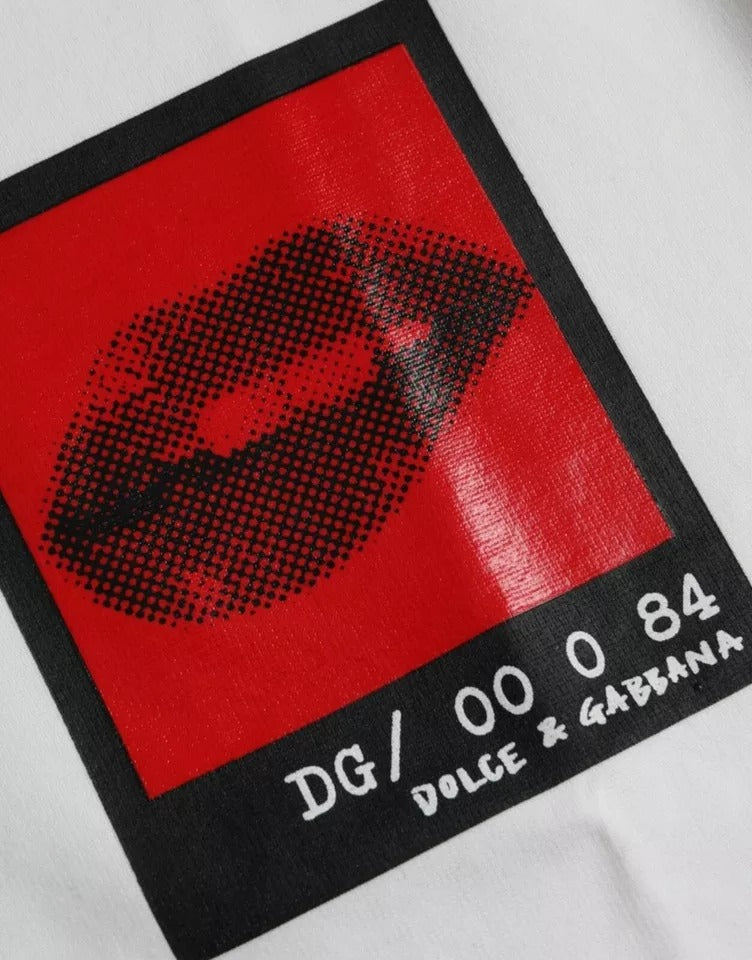T-shirt homme en coton imprimé lèvres rouges et blanches