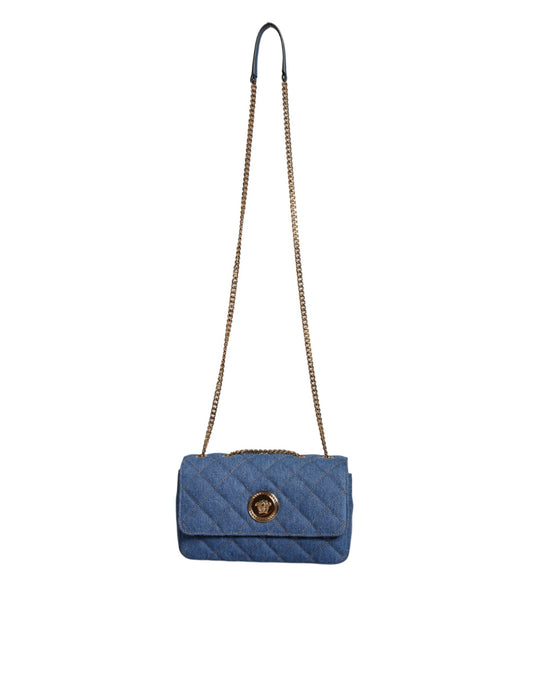 Bolso bandolera de piel vaquera acolchada azul
