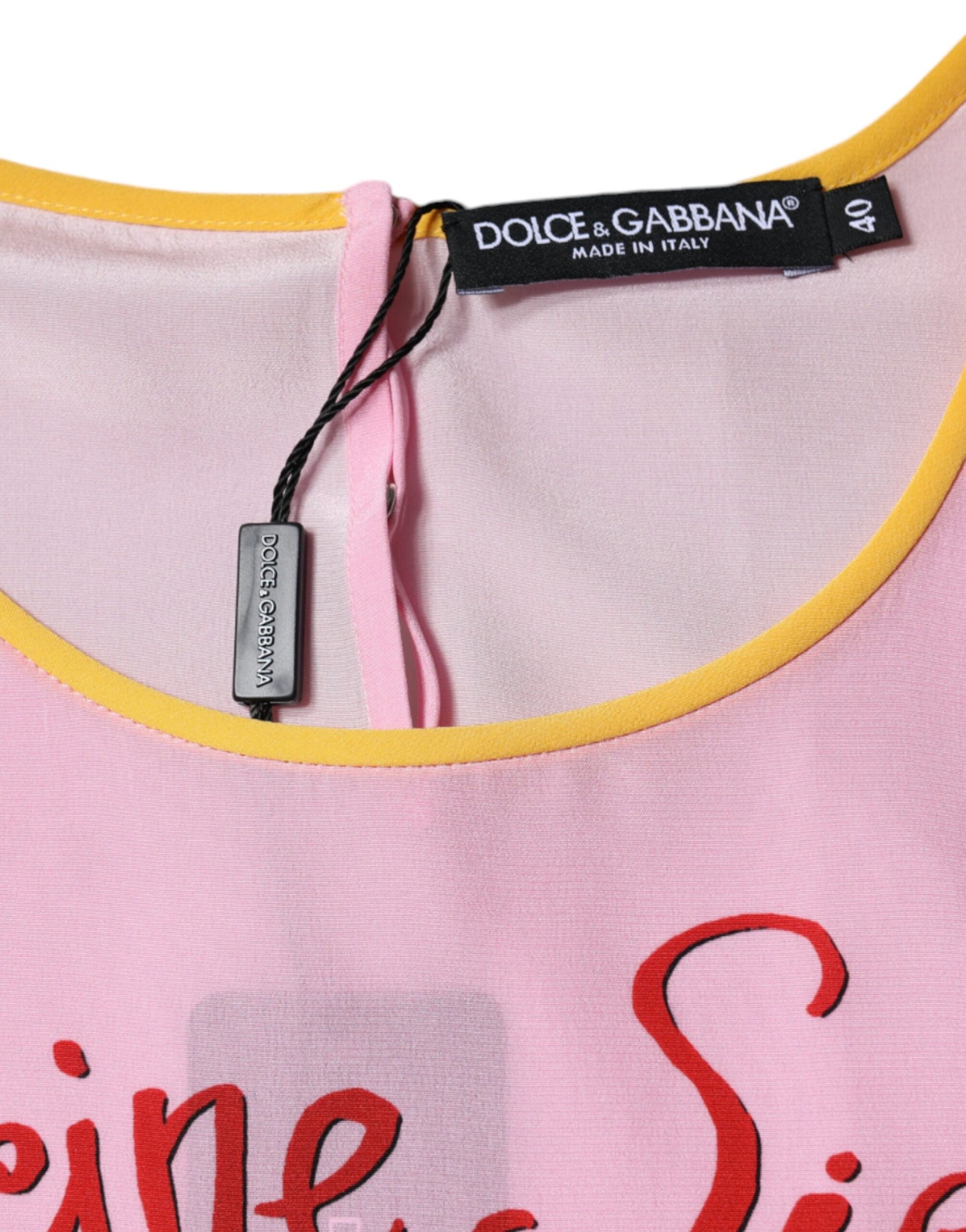 Top de manga corta con estampado Araneine Siciliana de seda rosa