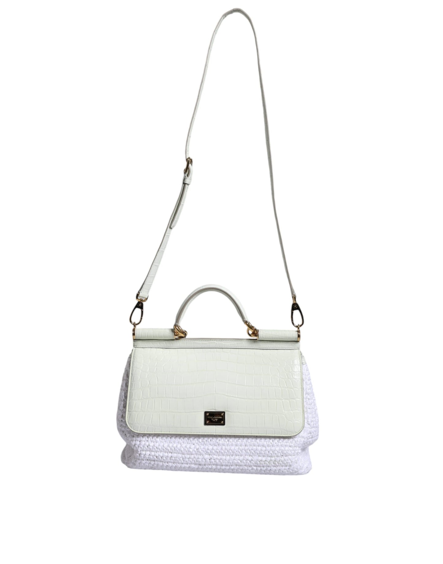 Sac bandoulière SICILY en cuir raphia blanc
