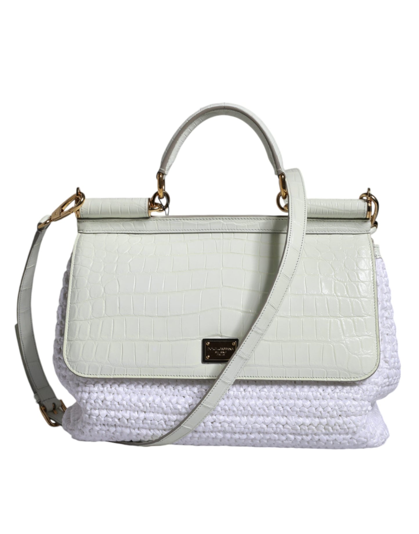 Sac bandoulière SICILY en cuir raphia blanc