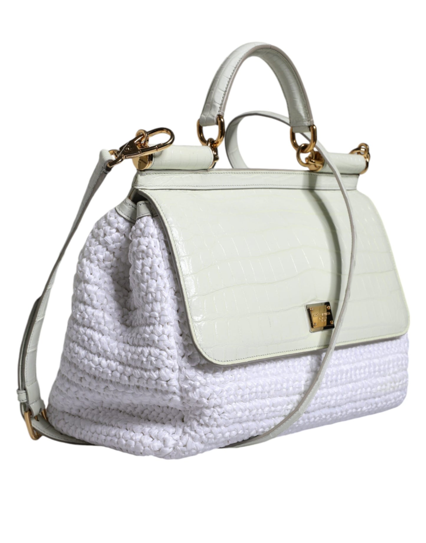 Sac bandoulière SICILY en cuir raphia blanc