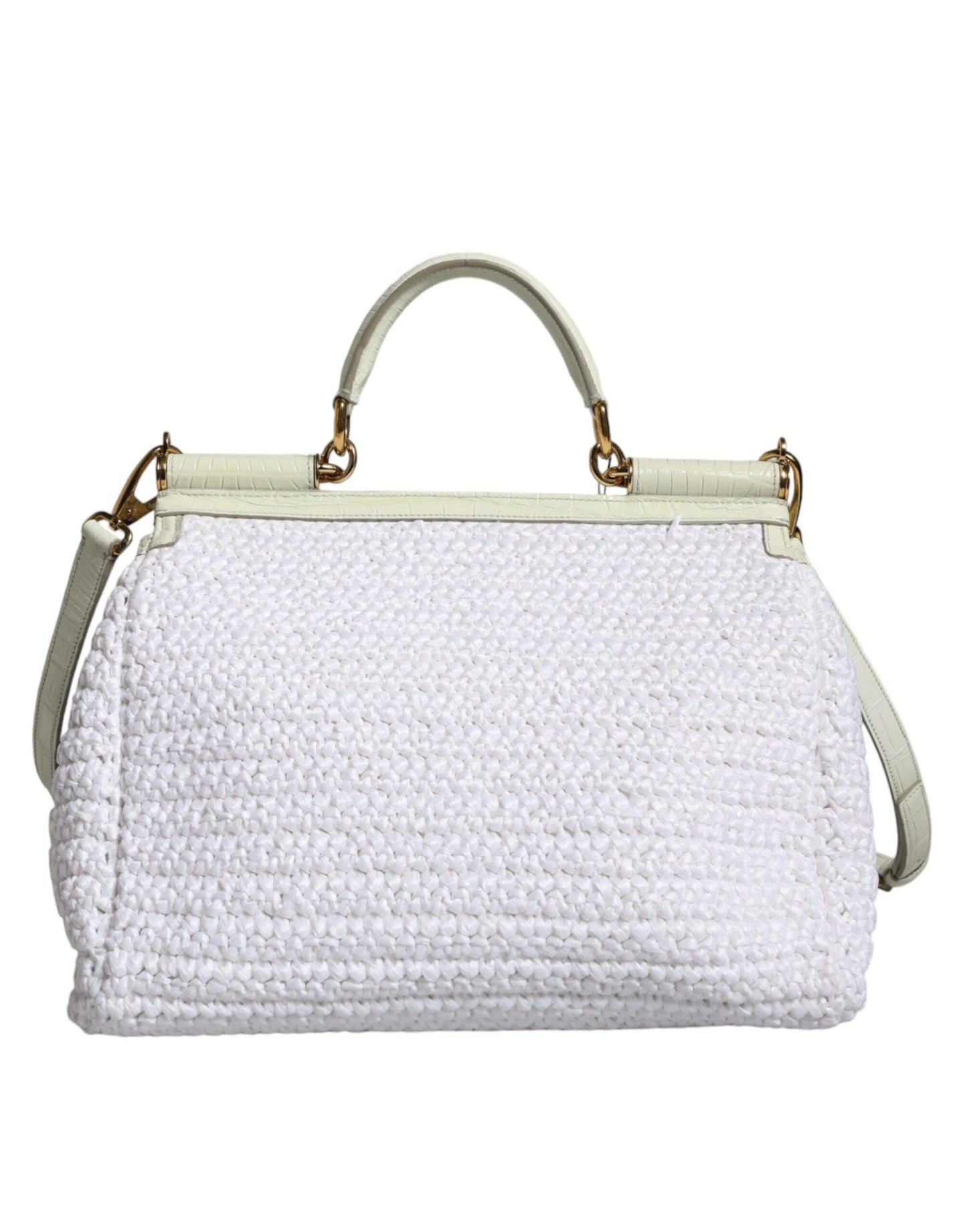 Sac bandoulière SICILY en cuir raphia blanc