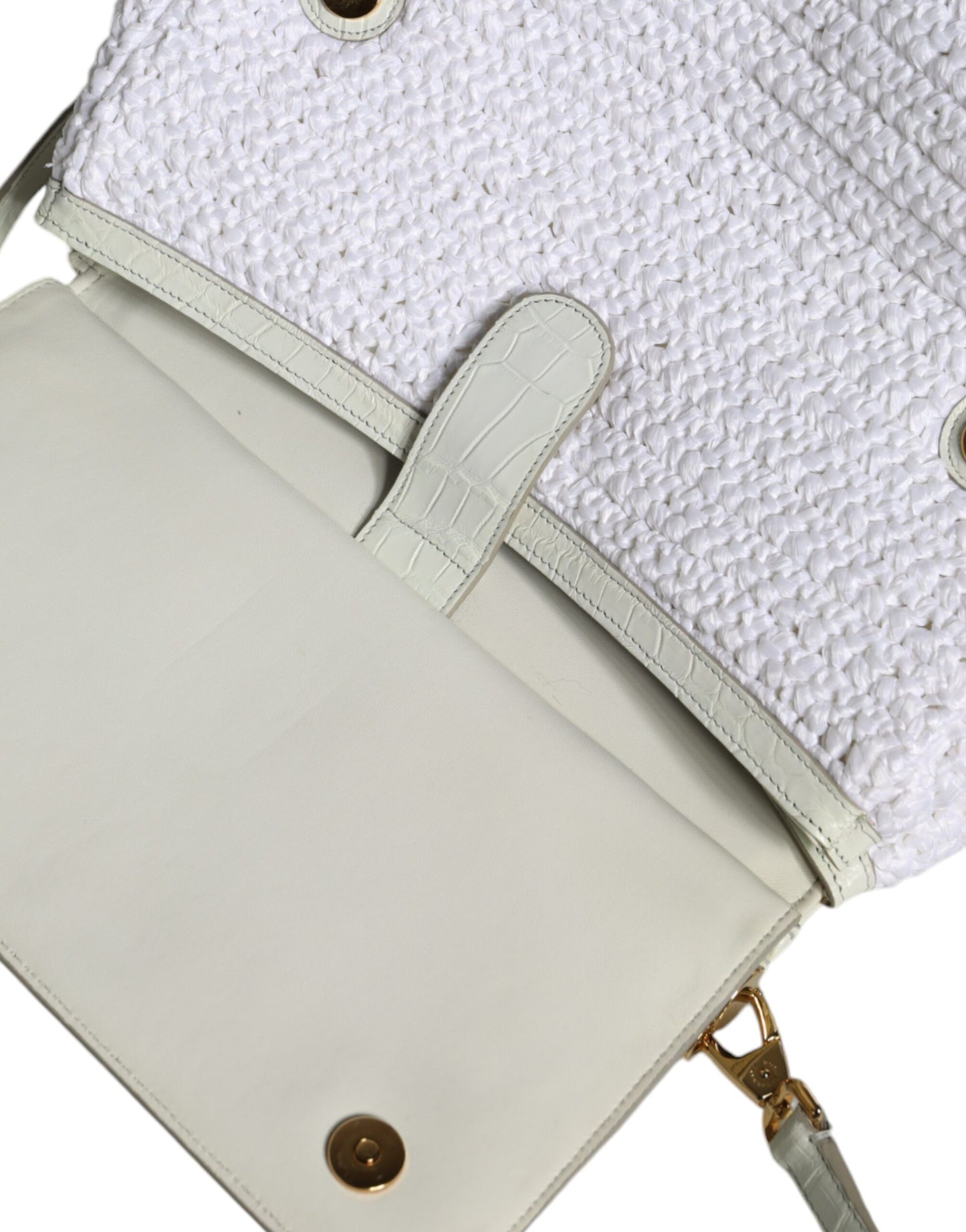 Sac bandoulière SICILY en cuir raphia blanc