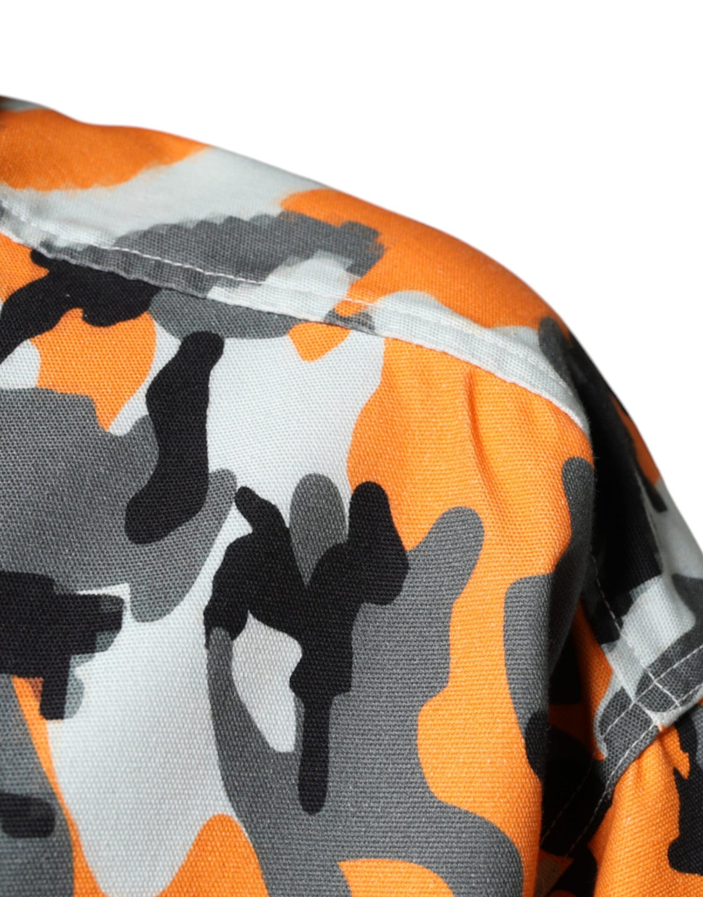 Veste à col en denim de coton camouflage multicolore