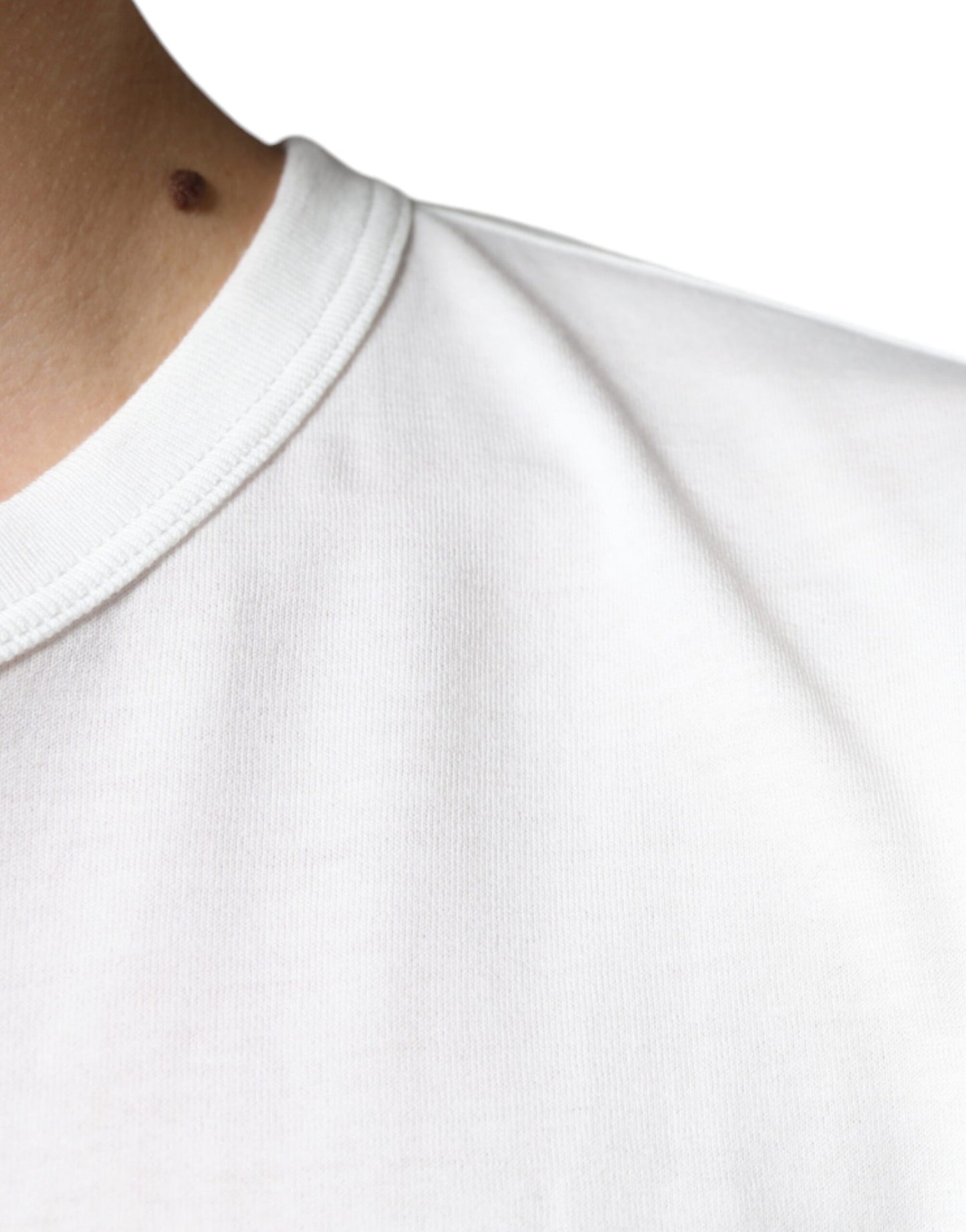 T-shirt ras du cou en coton blanc avec logo en relief