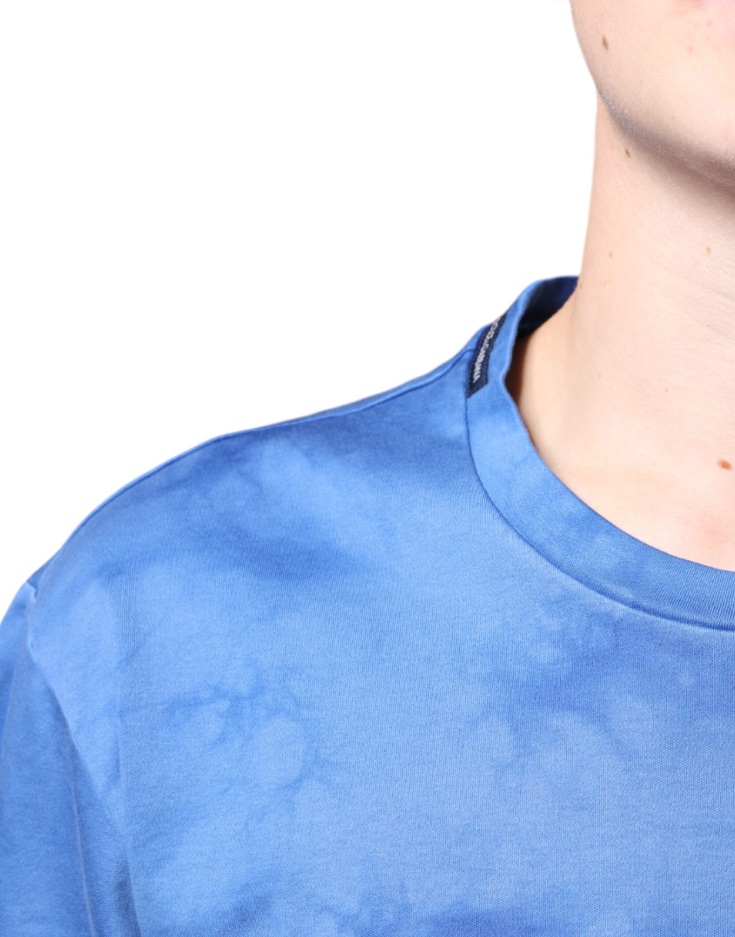T-shirt en coton bleu tie-dye avec symbole de paix